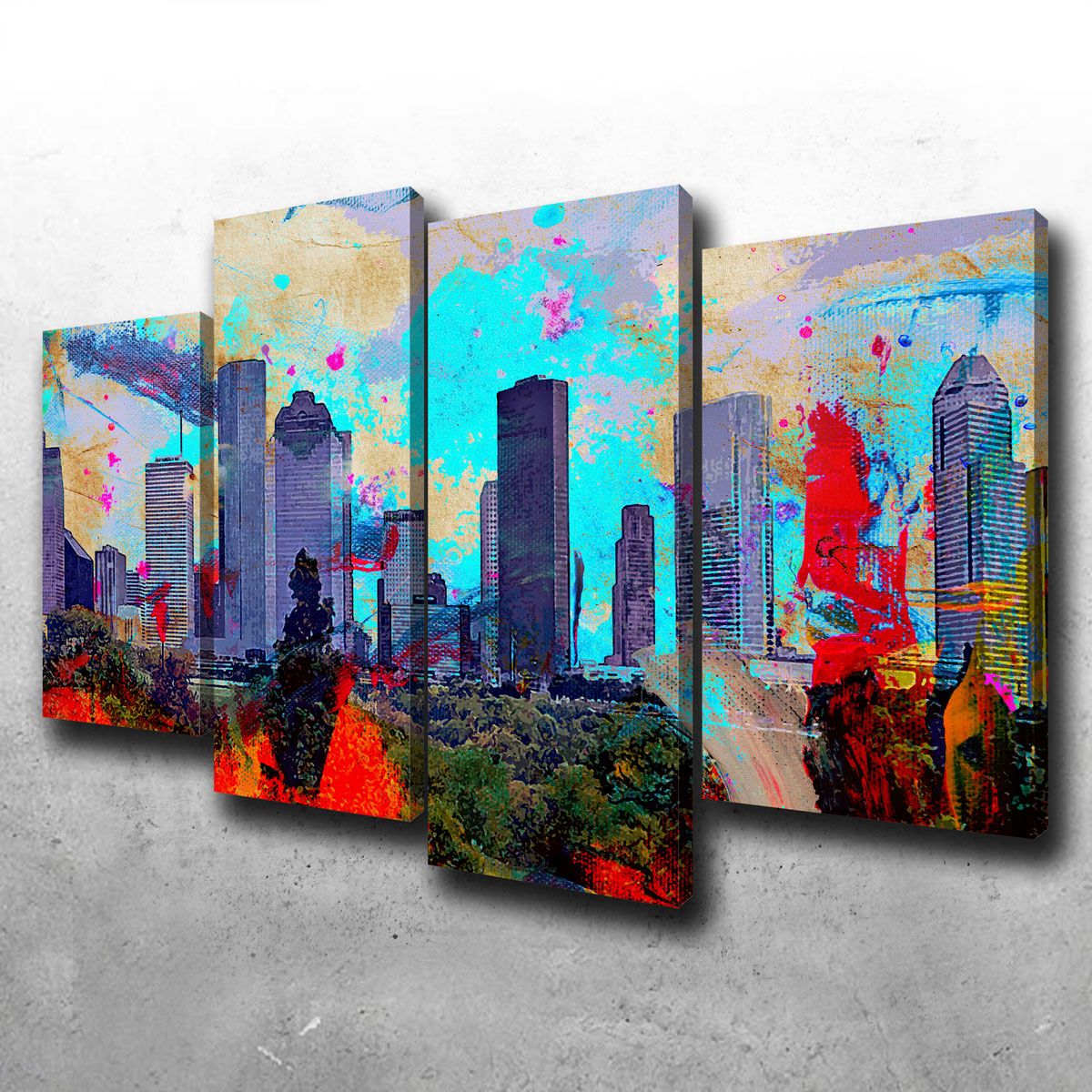 Stunning Abstract Houston Skyline Wall Art for Striking Home Decor