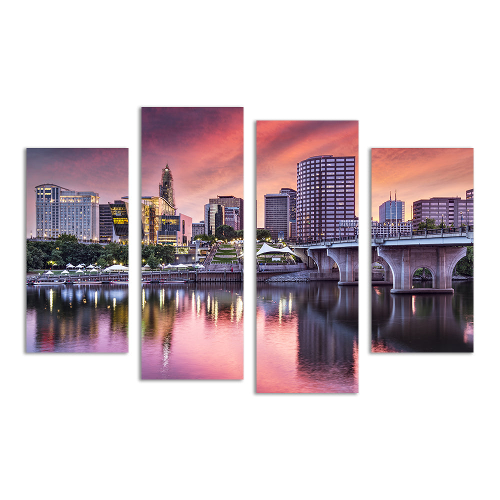 Stunning Hartford Skyline Wall Art - Museum Quality Canvas Print