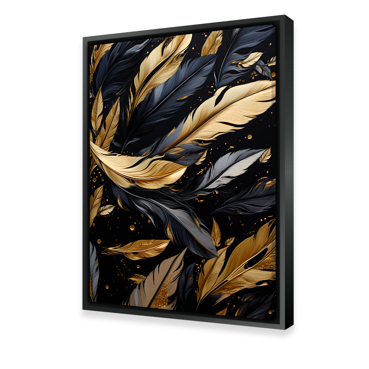 Stunning Abstract - Black Gold Feather 1 Wall Art for Modern Interiors