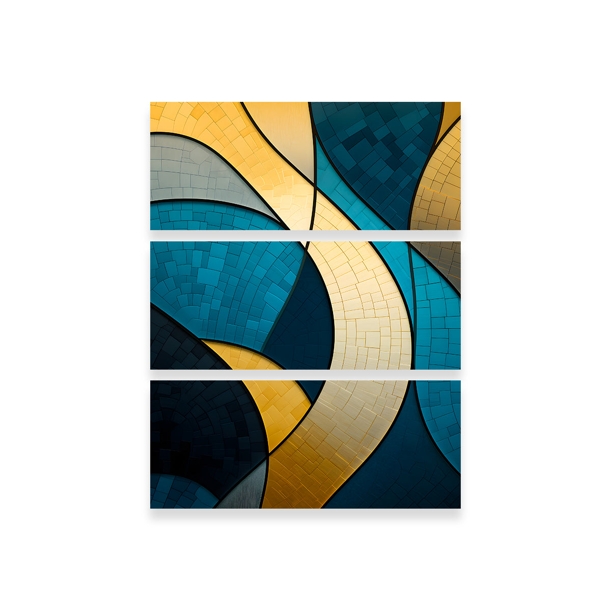 Stunning Abstract Blue Gold Waves 36 Wall Art for Modern Decor