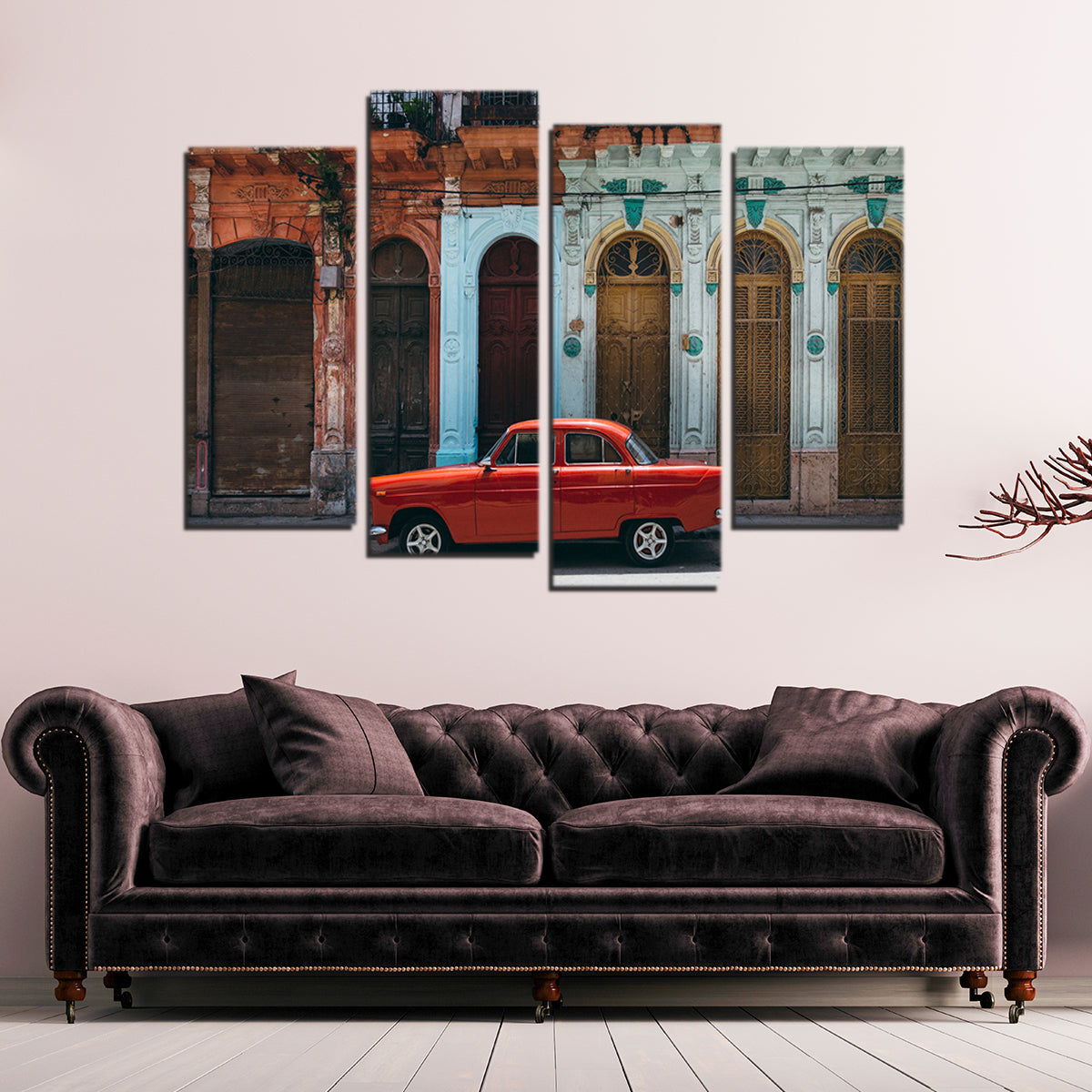 Stunning Red Car in Cuba Wall Art - Ideal for Home Decor