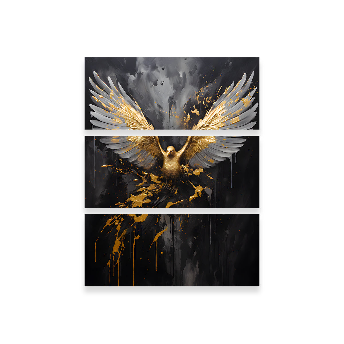Stunning Abstract Black Gold Eagle 4 Wall Art for Home Decor