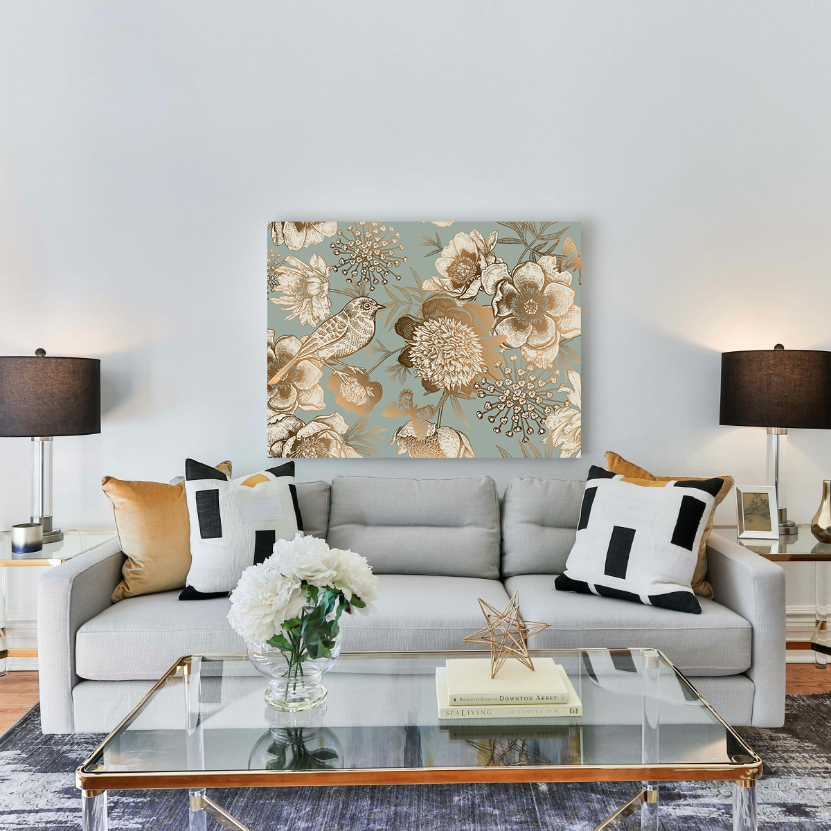 Exquisite Golden Flowers Pattern Wall Art for Stunning Home Decor