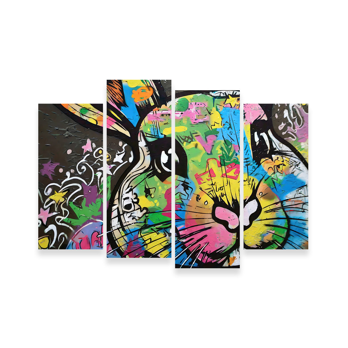 Eye - catching Rabbit Graffiti Wall Art by Stephen Chambers