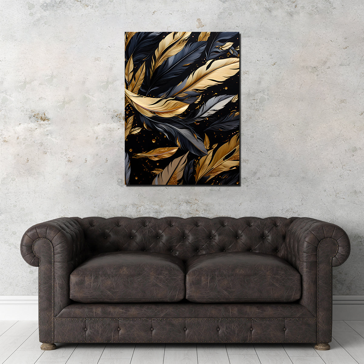 Stunning Abstract - Black Gold Feather 1 Wall Art for Modern Interiors