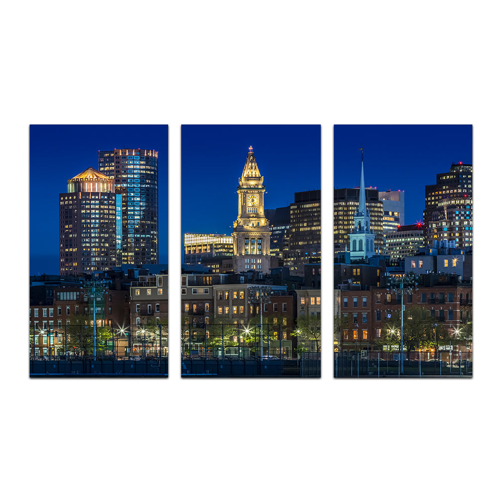 Stunning Boston Evening Skyline of North End & Financial District Wall Art for Your Home Decor