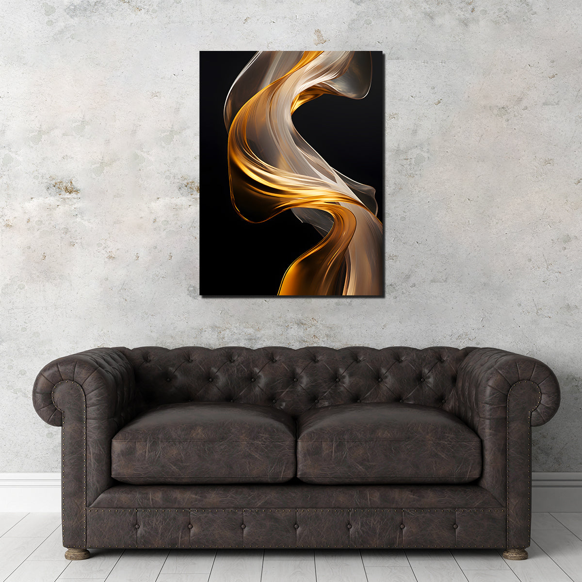 Stunning Abstract White Gold Waves 2 Wall Art for Elegant Decor