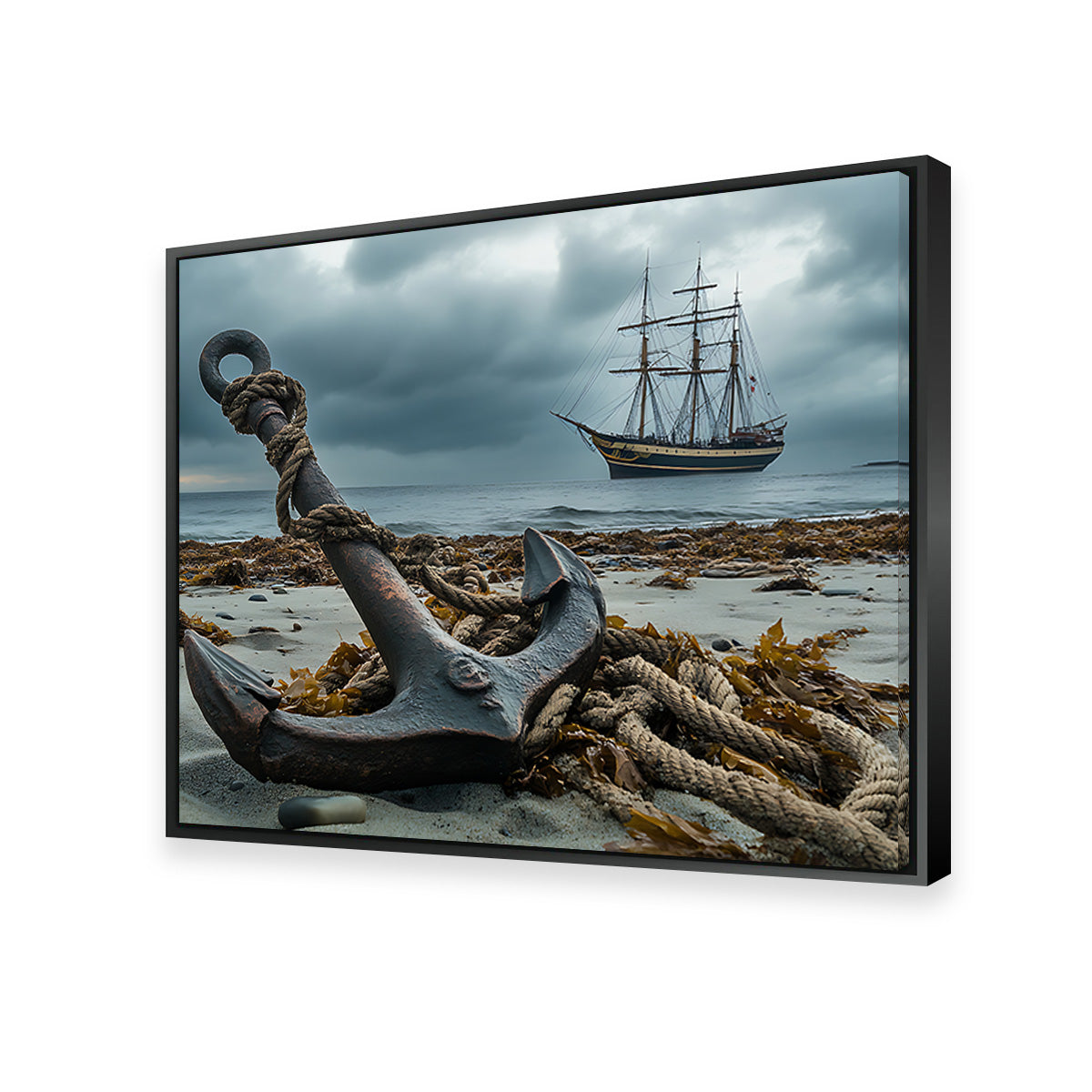 Stunning Rustic Anchor on Sandy Beach Wall Art for Coastal Decor