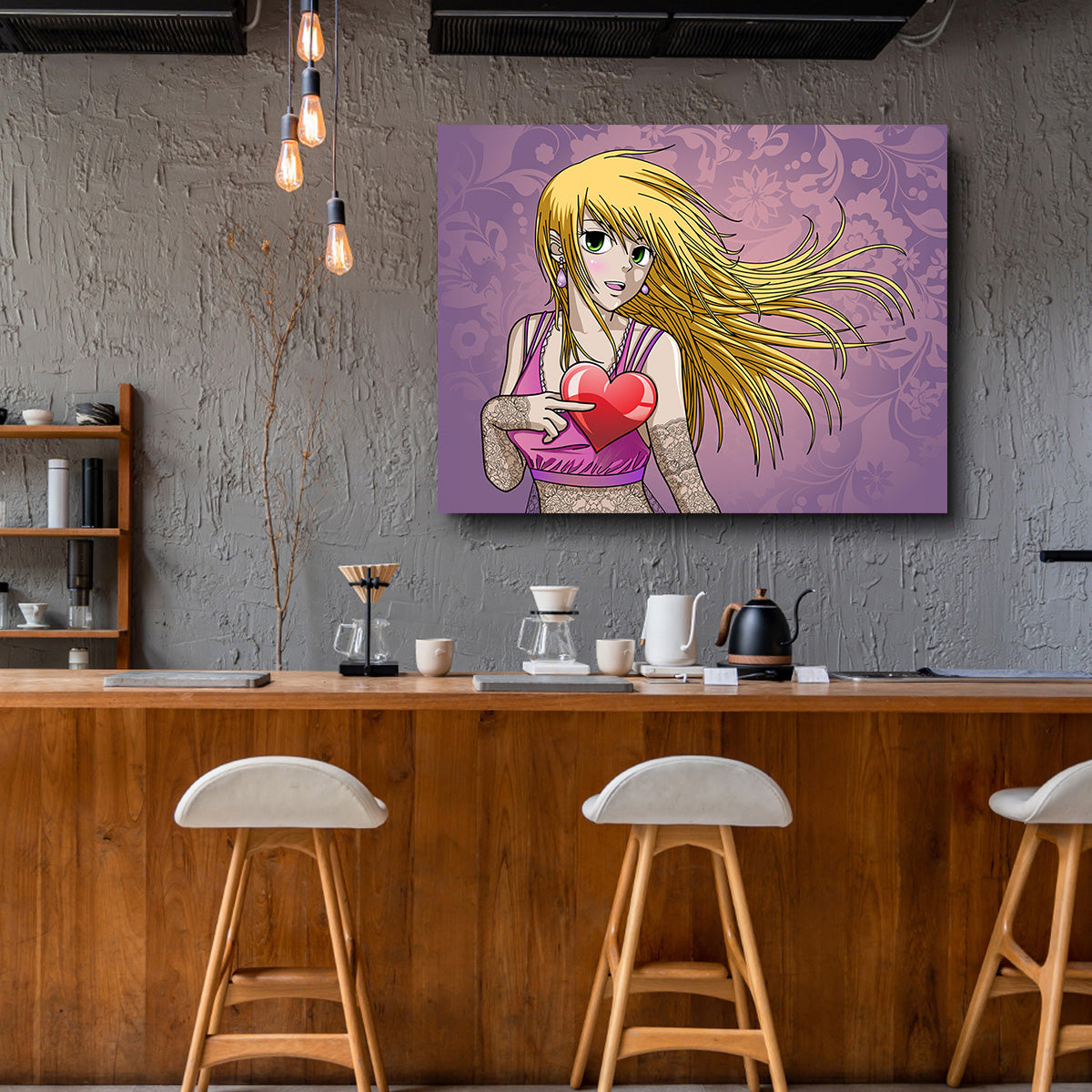 Charming Girl Holding Heart Wall Art