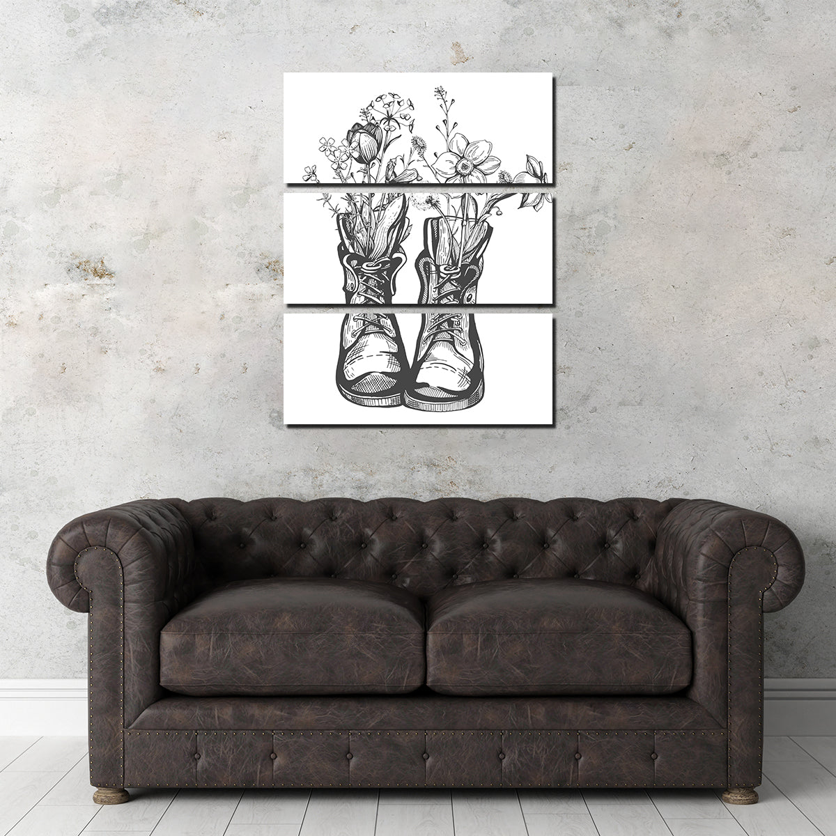 Stunning Boots & Wild Flowers Wall Art for Your Home Decor