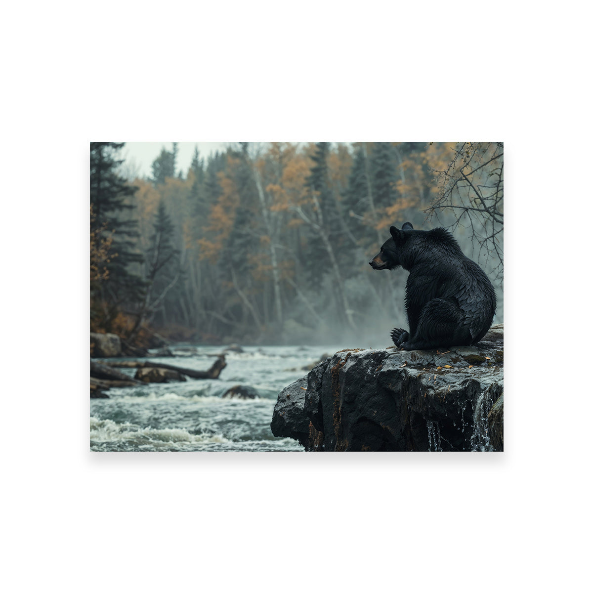 Stunning Black Bear River Wall Art for Home Decor