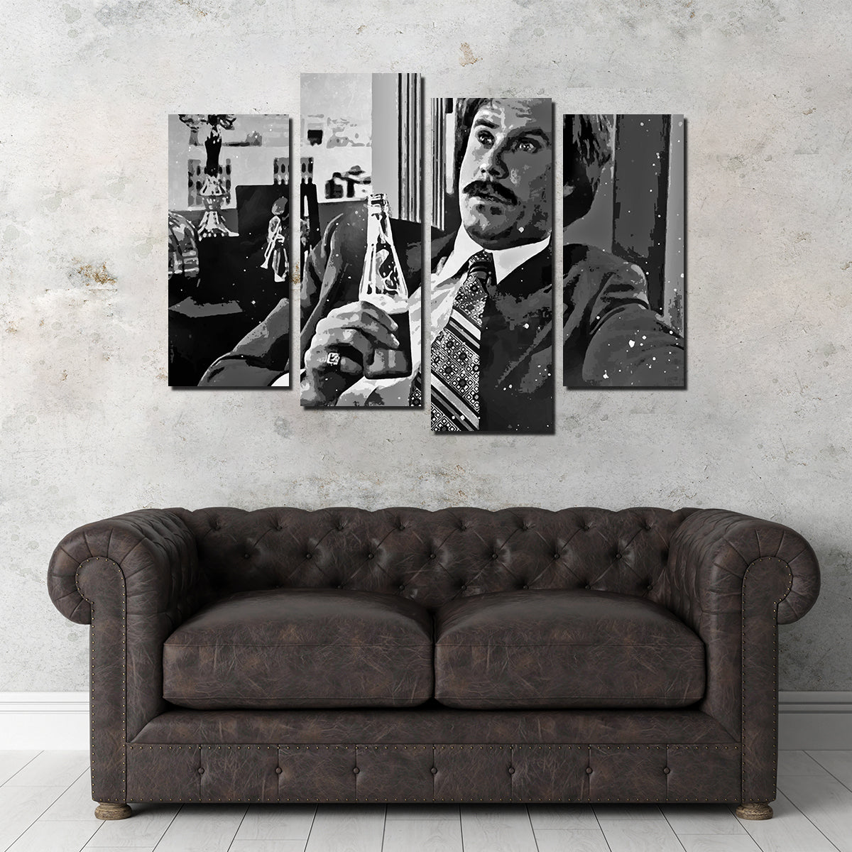 Ron Burgundy Stylish Grayscale Wall Art for Stunning Decor