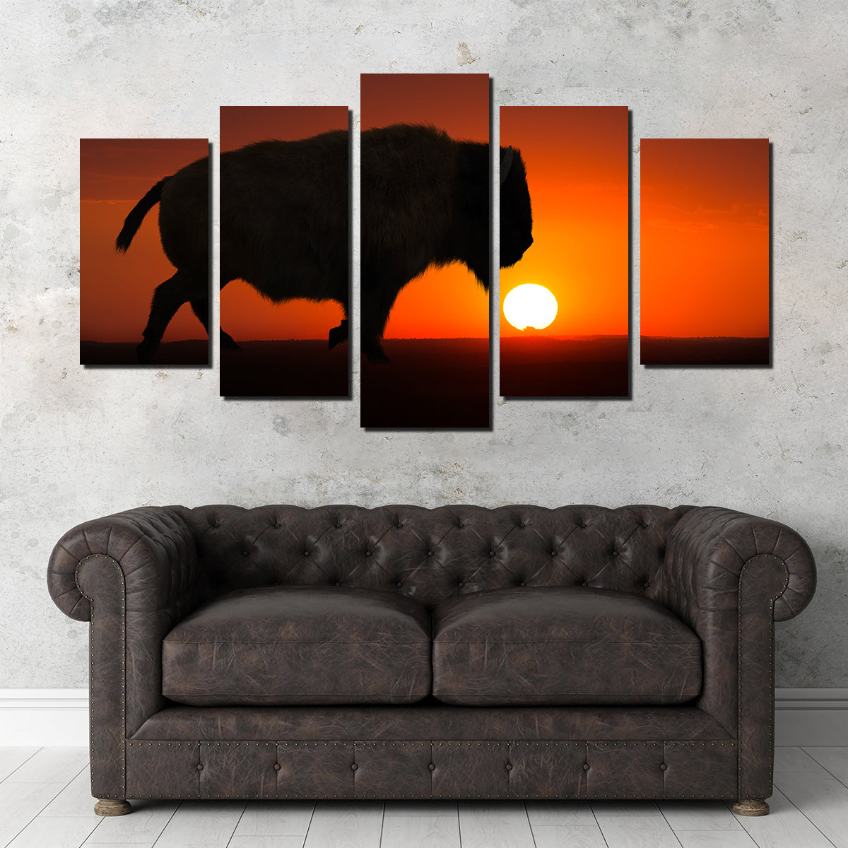 Stunning Bison at Sunset Wall Art for Your Home Decor