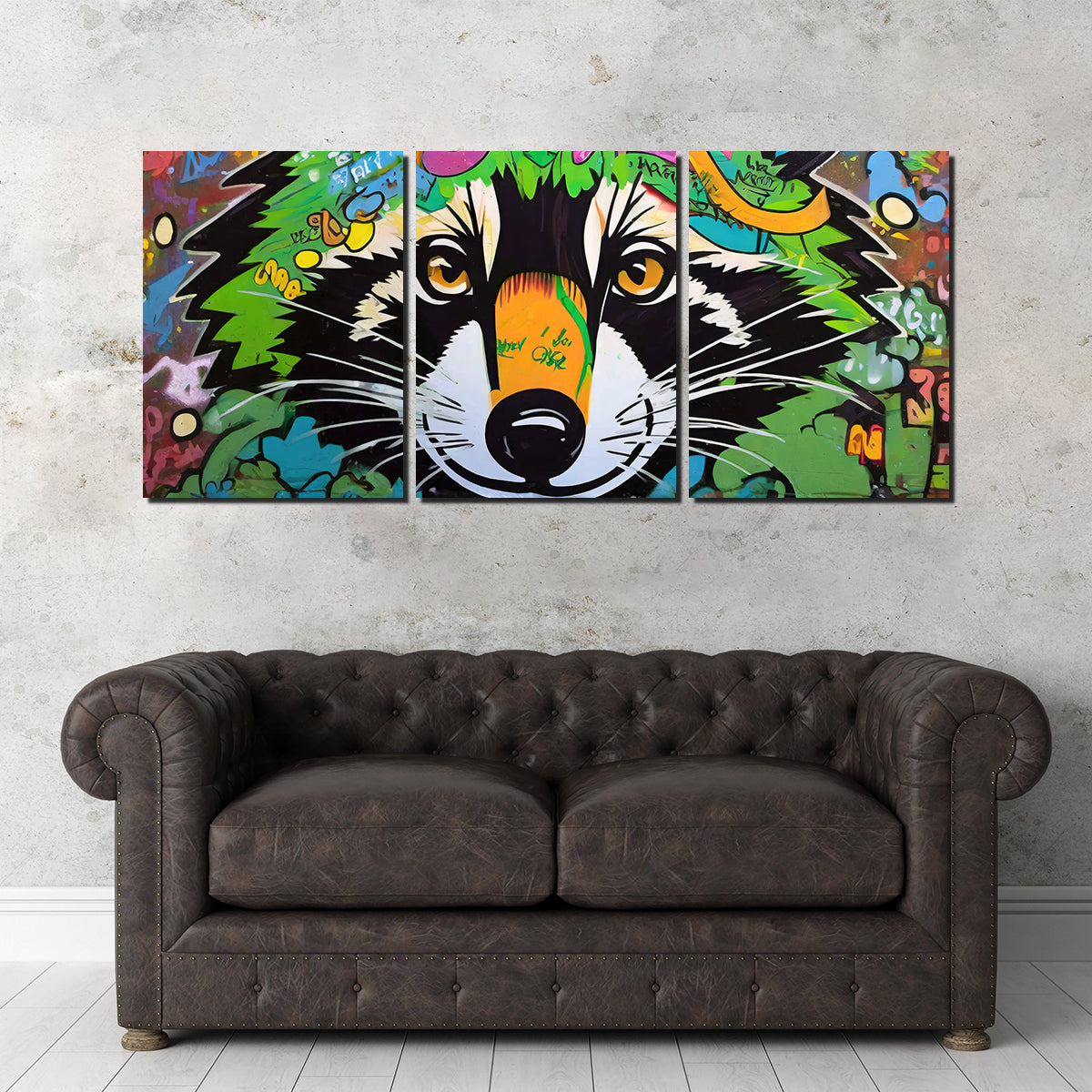 Unique Raccoon Graffiti Wall Art by Stephen Chambers