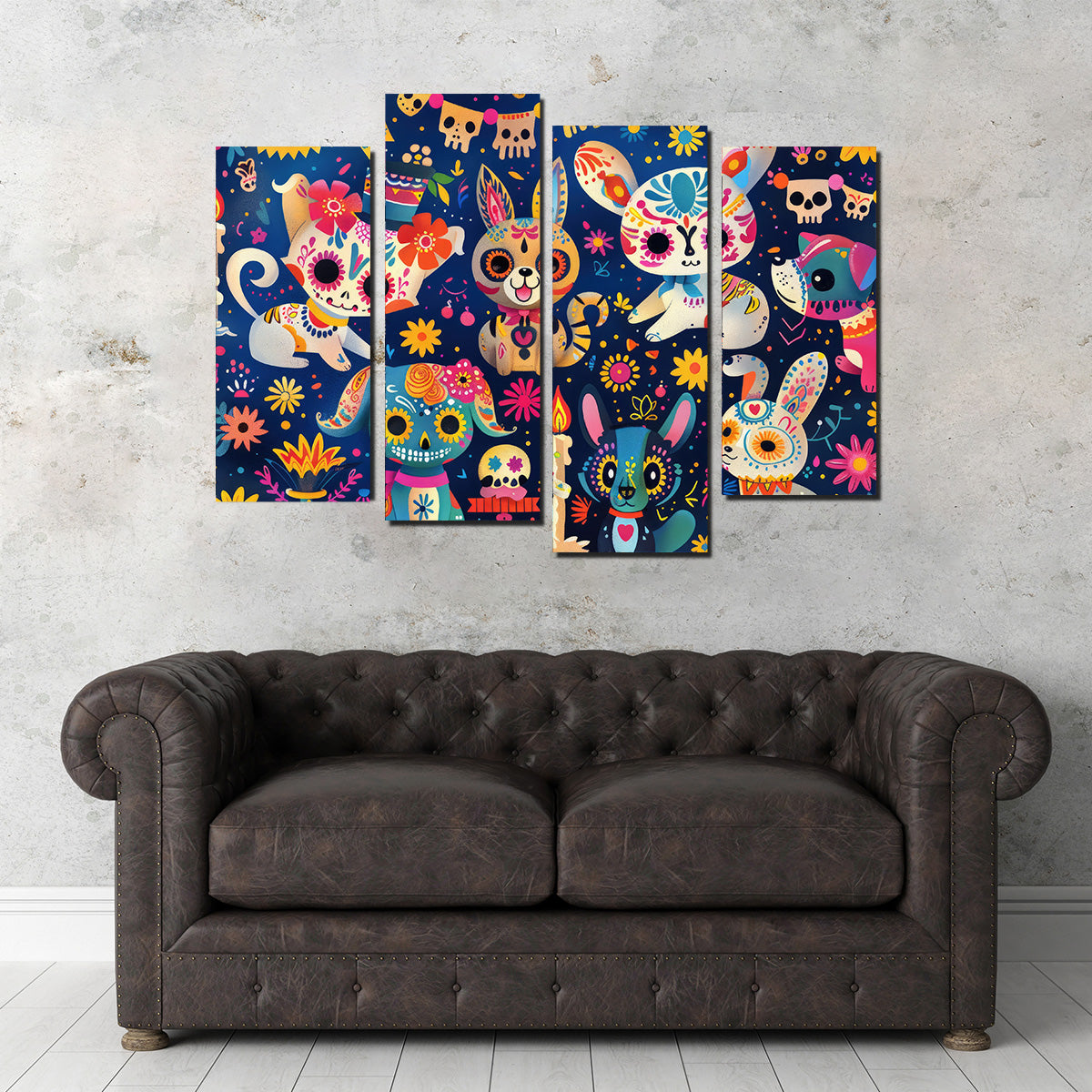 Eye - catching Day of the Dead Animals Wall Art for Home Decor