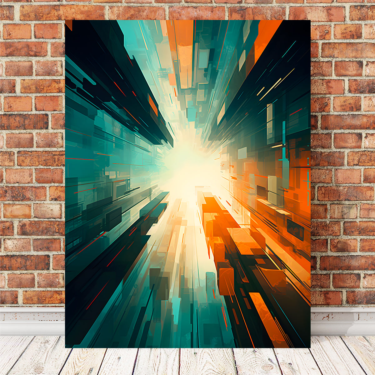 Stunning Abstract Wall Art - Blue Orange Shapes 5