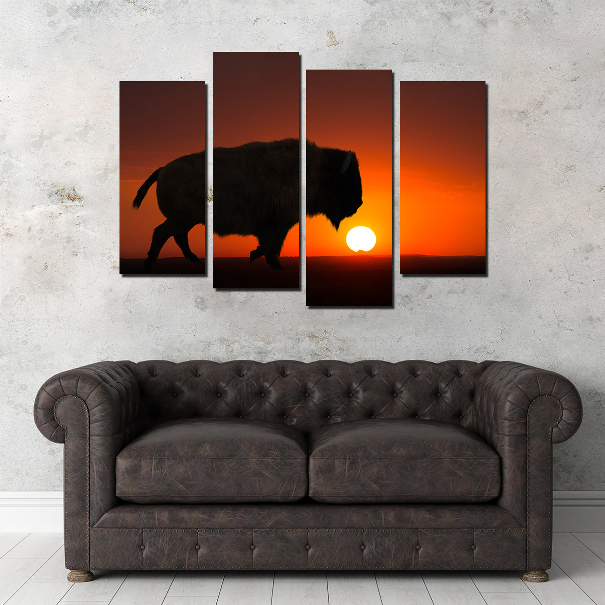 Stunning Bison at Sunset Wall Art for Your Home Decor