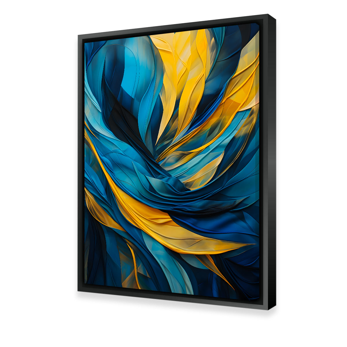 Abstract Blue Gold Feather 1 Wall Art - Museum Quality Canvas Print