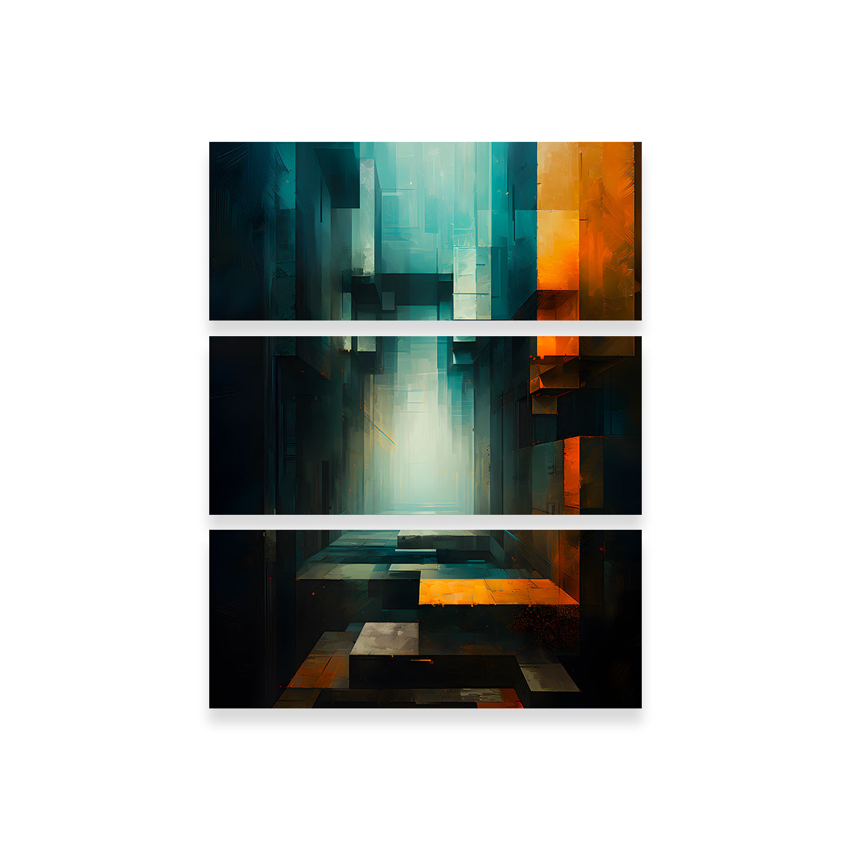 Stunning Abstract Blue Orange Shapes 12 Wall Art for Modern Interiors