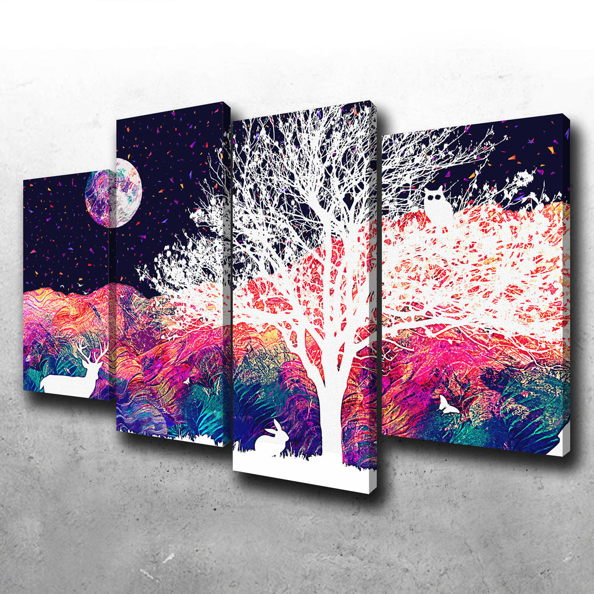 Stunning Abstract Moon Over Wildlife Wall Art for Home Decor