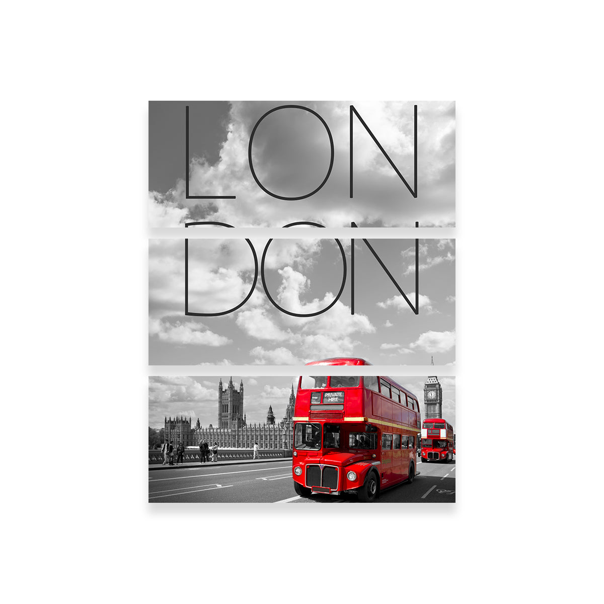 Vibrant Red London Bus Text Wall Art by Melanie Viola