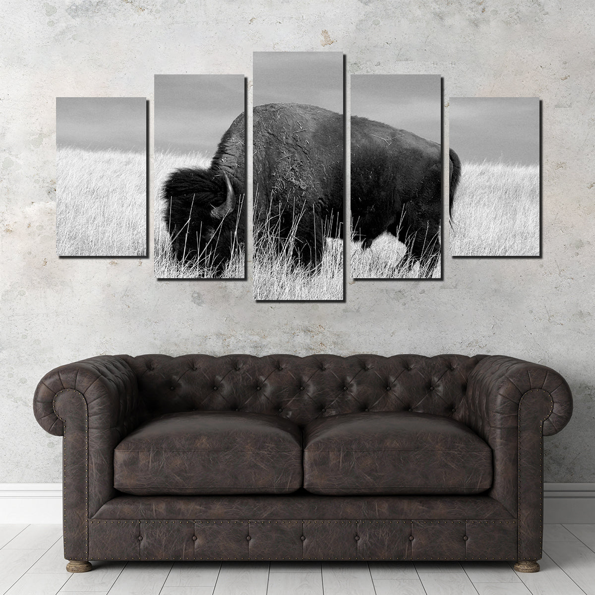 Lone Buffalo Grayscale Wall Art - Stunning Sustainable Decor