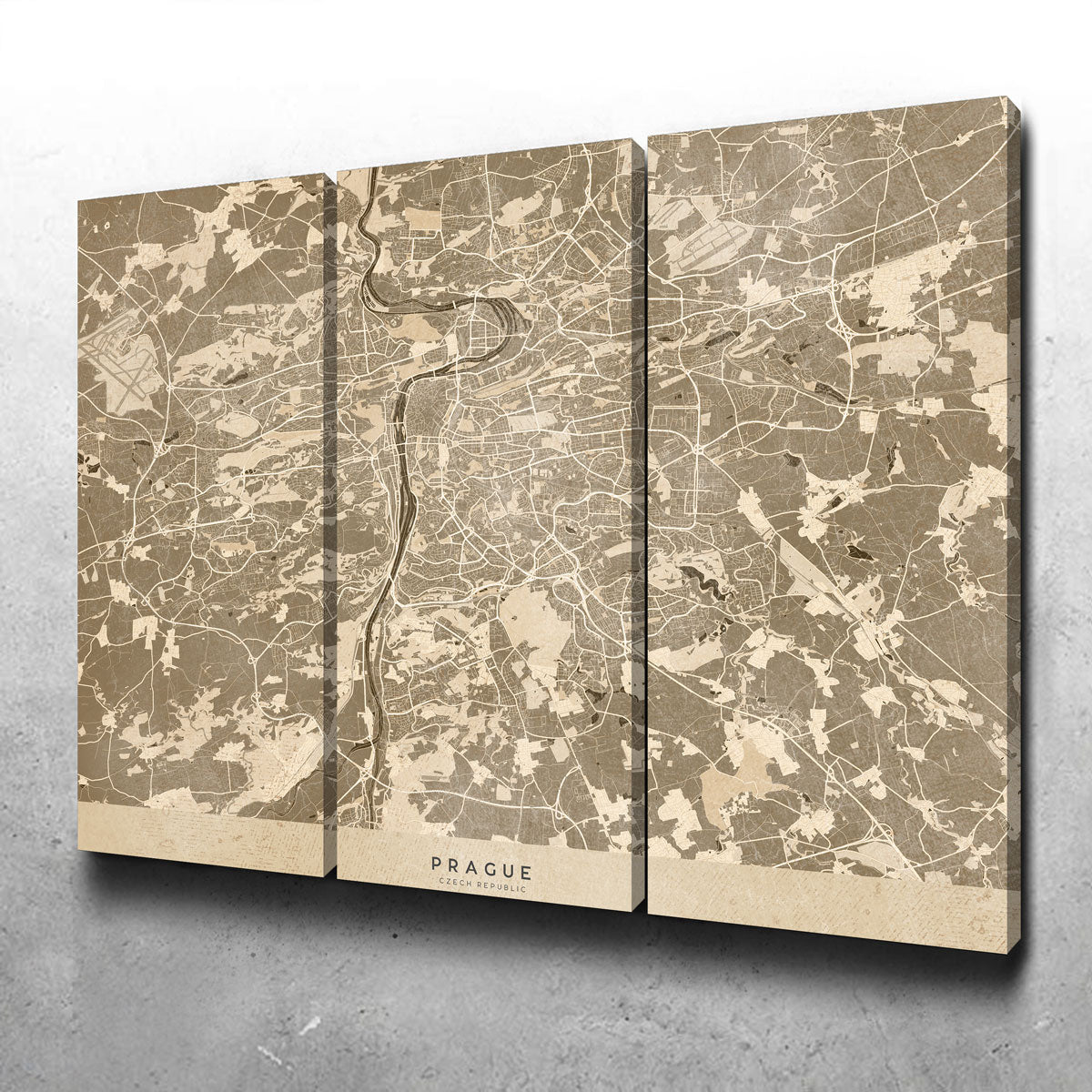 Prague Map Wall Art - Stunning Handmade Canvas Print