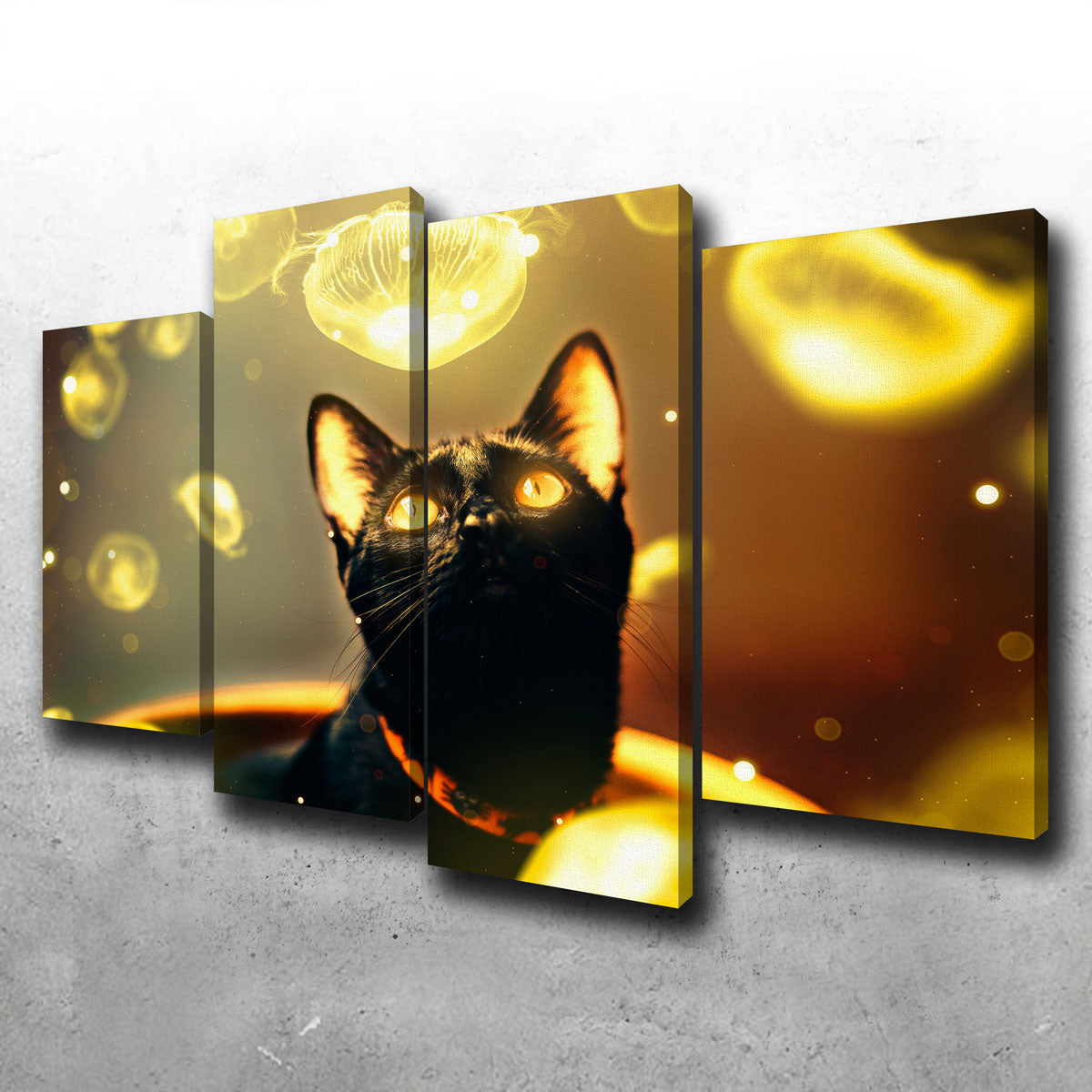 Stunning Black Cat With Jellyfish Wall Art by Manuel Luces