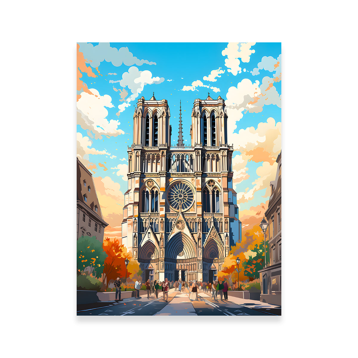 Stunning France - Notre Dame Cathedral Wall Art by Valth Graphics