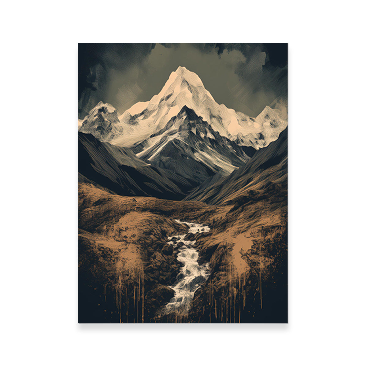 Vintage Retro Mountain Painting Wall Art for Stunning Home Decor