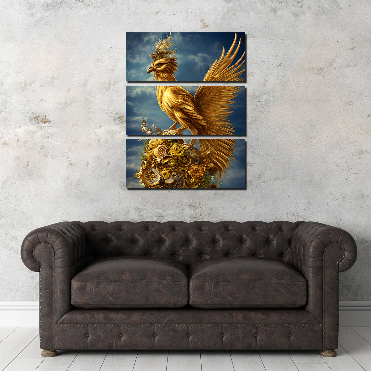 Exquisite Golden Phoenix Bird Wall Art by Dina Rolle