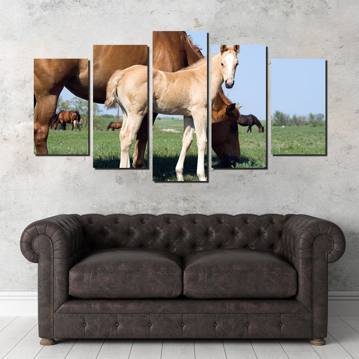 Exquisite Palomino Quarter Horse Foal and Mare Wall Art for Your Home Decor