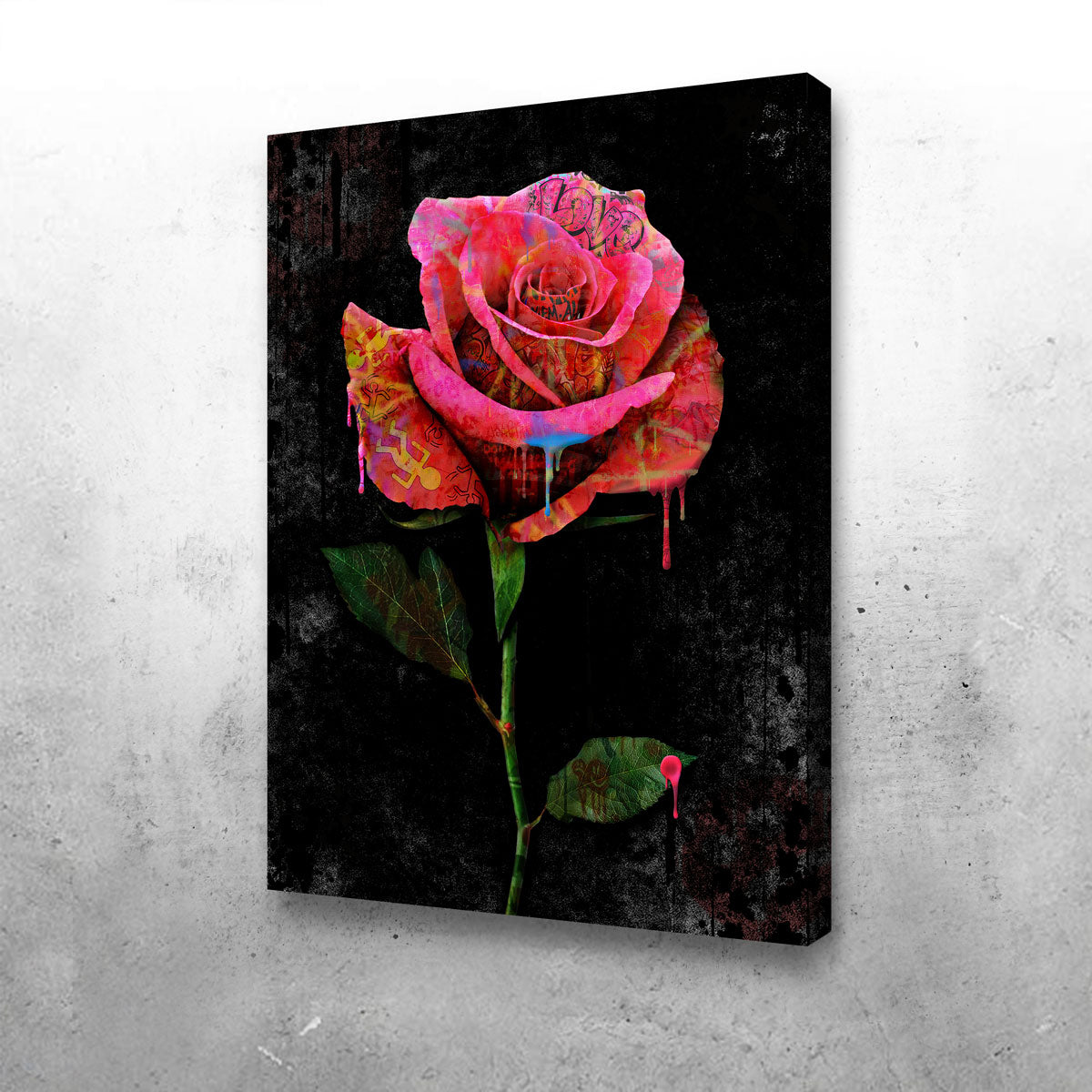 Stunning Paint Drip Rose Wall Art by Frank Amoruso