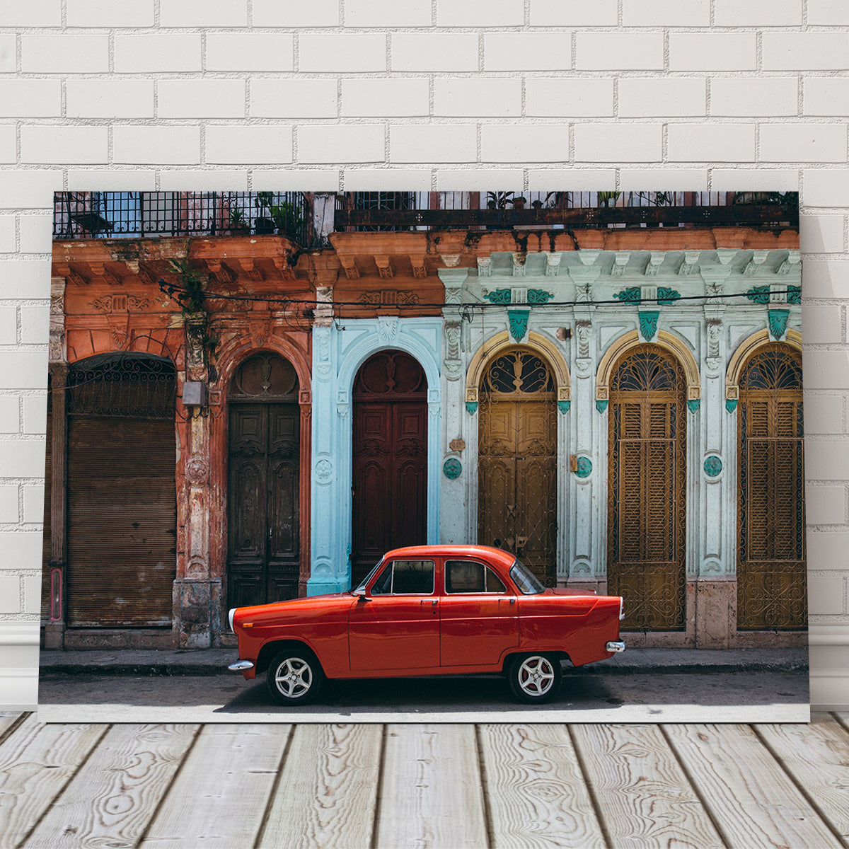 Stunning Red Car in Cuba Wall Art - Ideal for Home Decor