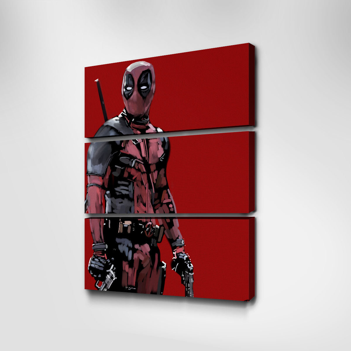 Stunning Deadpool Wall Art on Red Canvas by Andy Brackpool