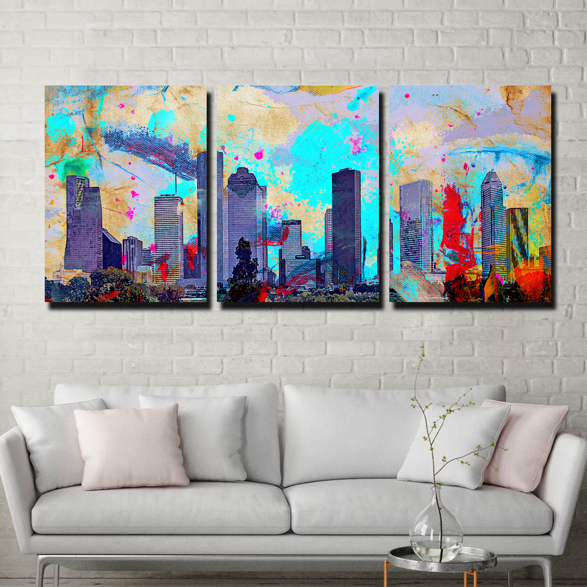 Stunning Abstract Houston Skyline Wall Art for Striking Home Decor