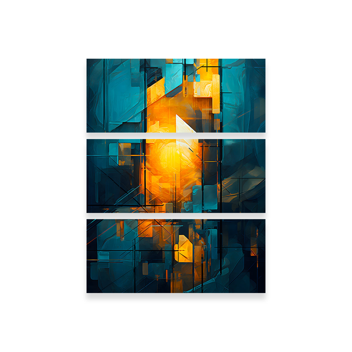 Eye - catching Abstract Blue Orange Shapes 26 Wall Art for Modern Decor