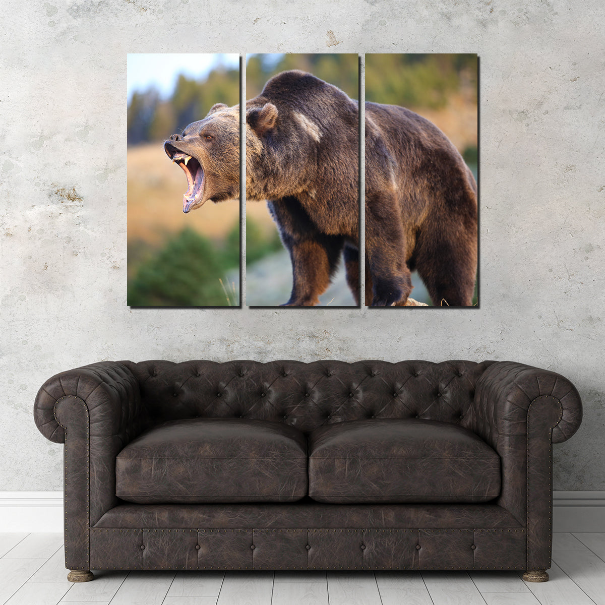 Stunning Grizzly Bear Growling Wall Art for Your Home Decor