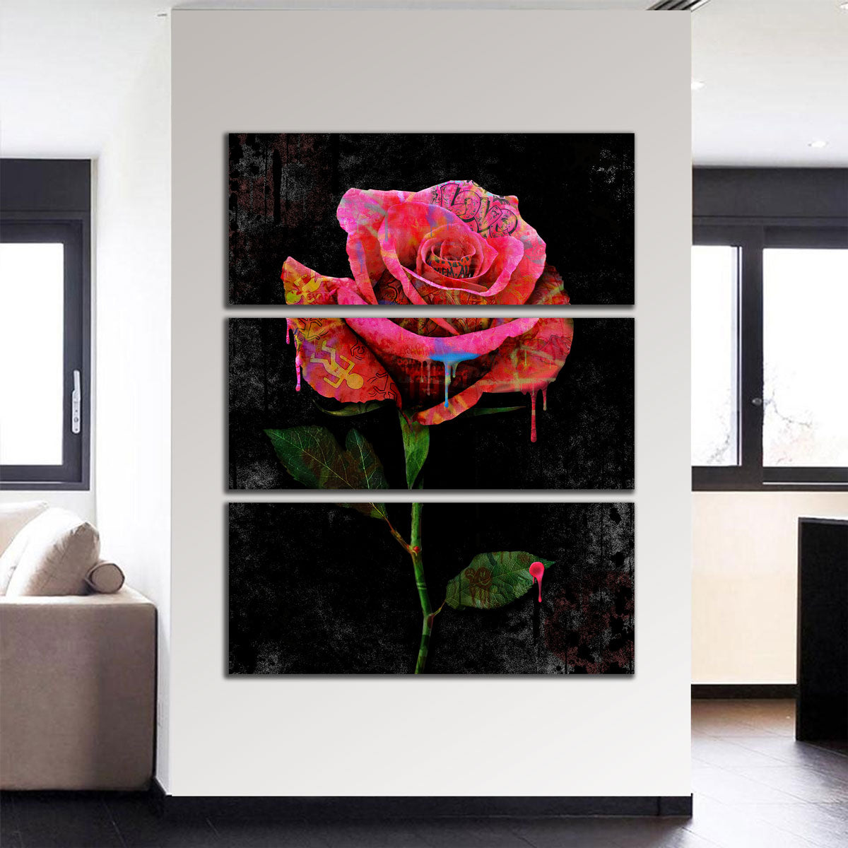 Stunning Paint Drip Rose Wall Art by Frank Amoruso