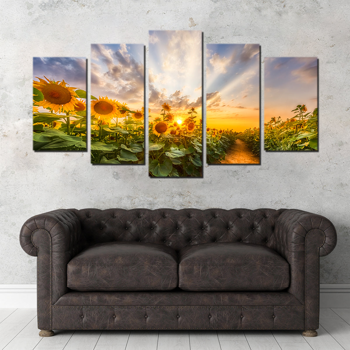 Gorgeous Path Through the Sunflower Field Wall Art by Melanie Viola