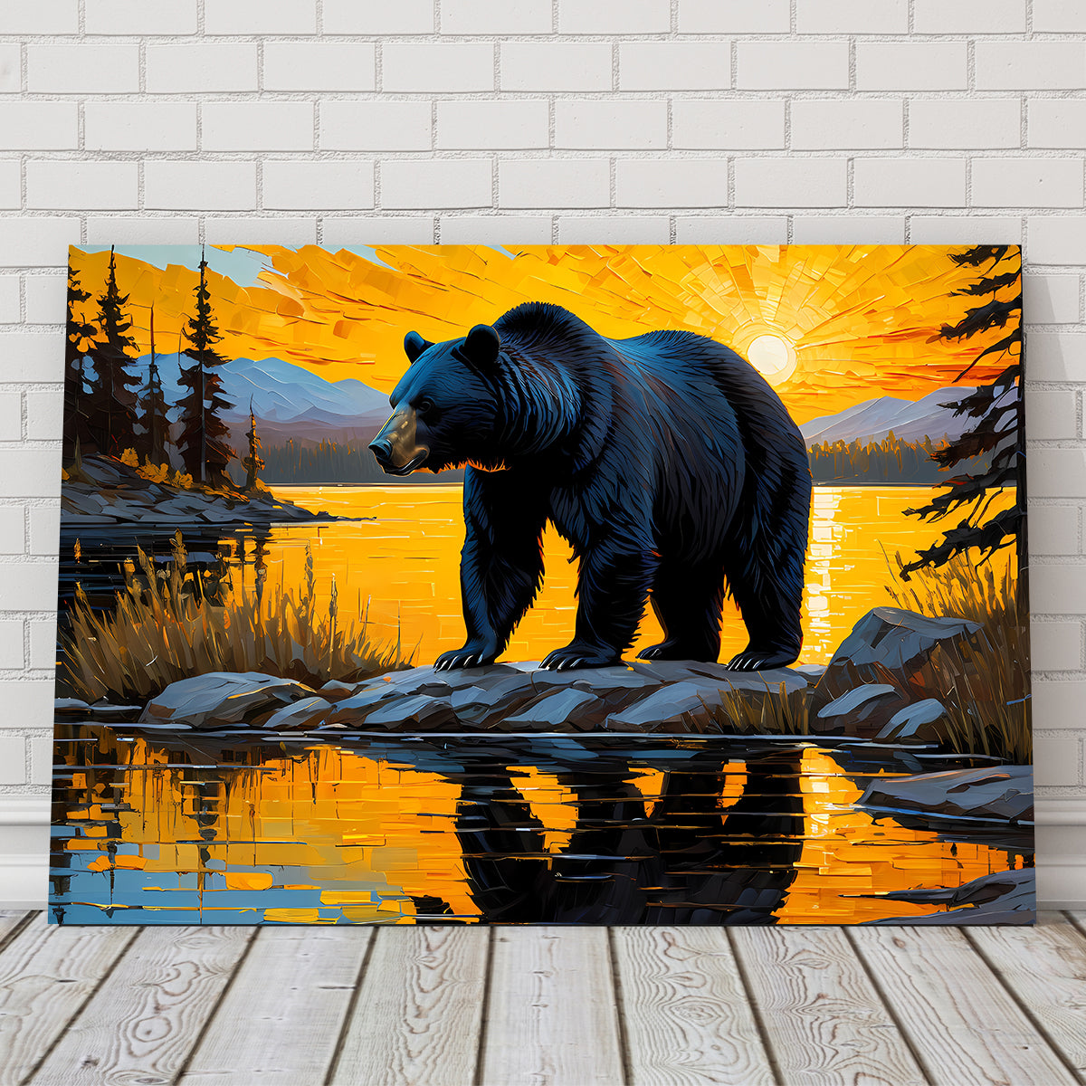 Stunning Black Bear Sunset Wall Art for Home Decor