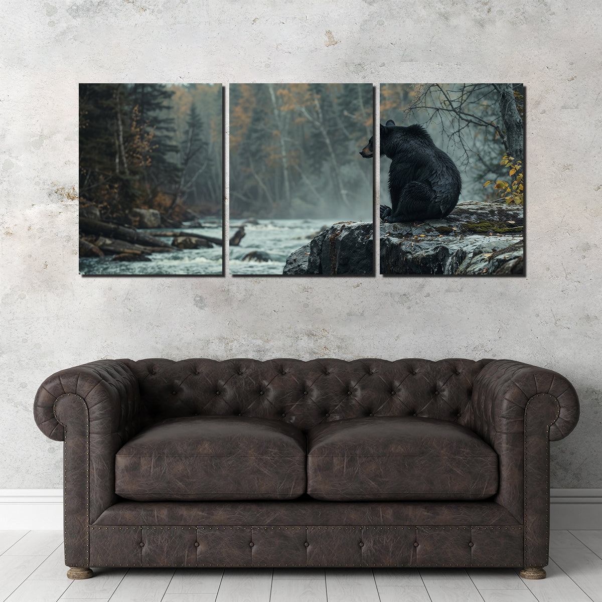 Stunning Black Bear River Wall Art for Home Decor