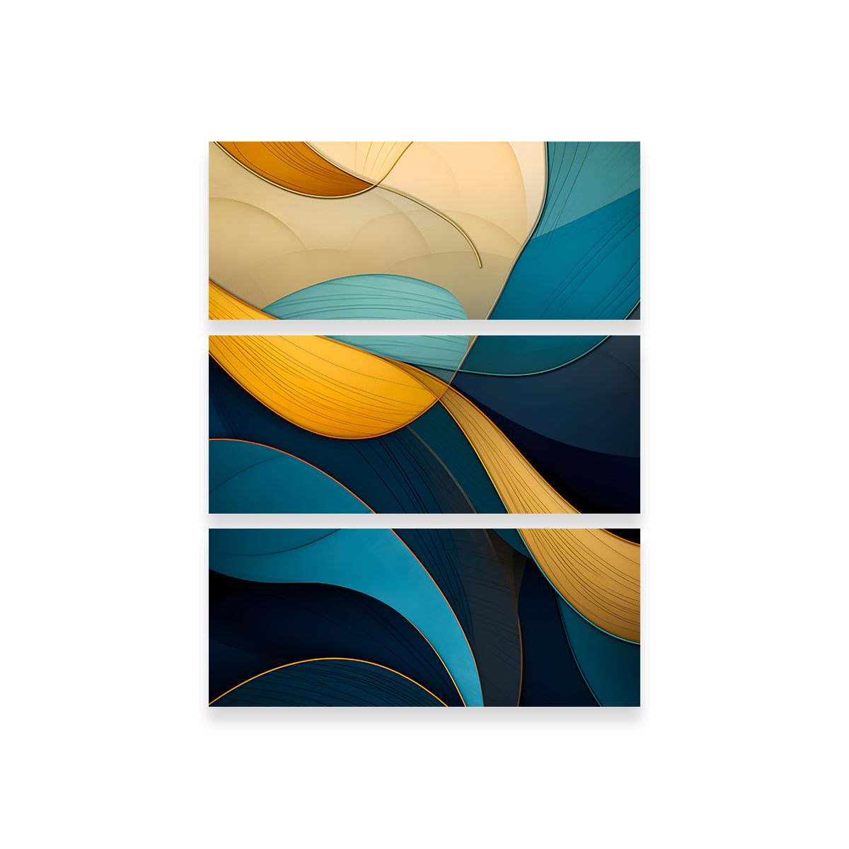 Stunning Abstract - Blue Gold Waves 37 Wall Art for Modern Interiors