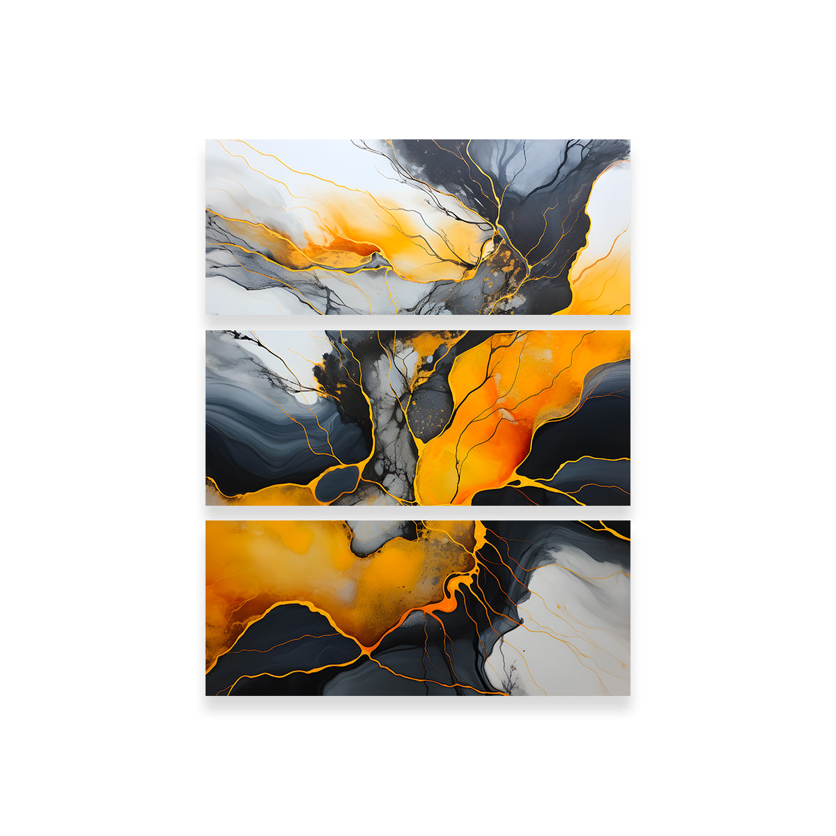 Abstract Black and Gold Waves Wall Art - Ideal for Home Decor