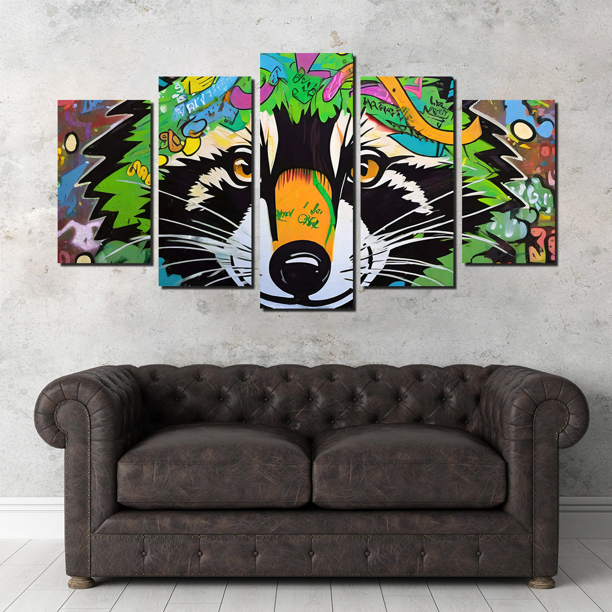 Unique Raccoon Graffiti Wall Art by Stephen Chambers