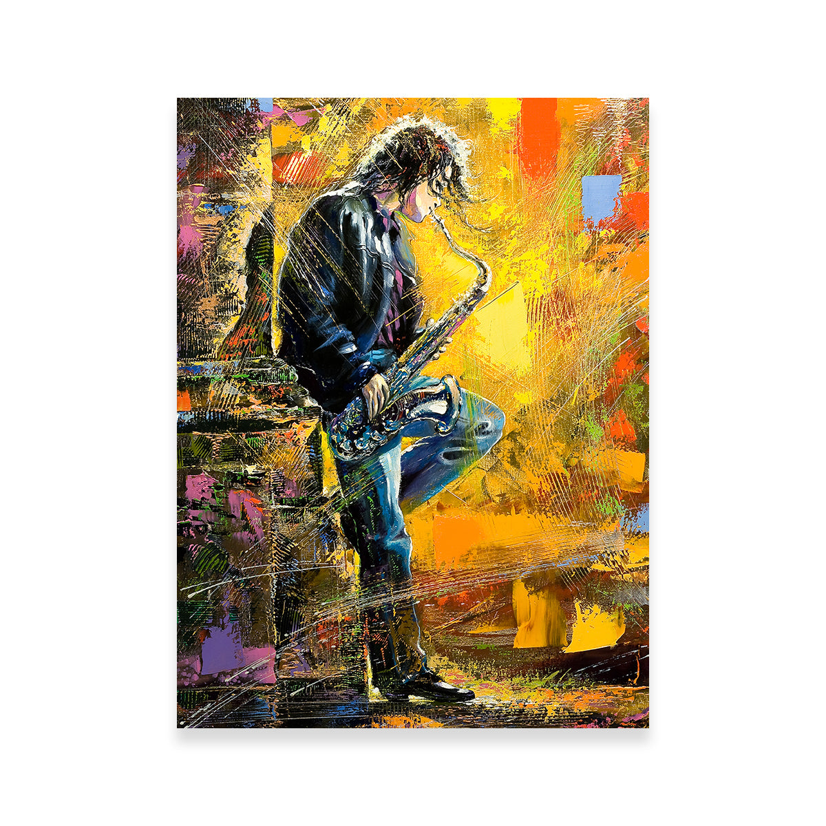 Stunning Young Saxophone Player Wall Art for Home Decor