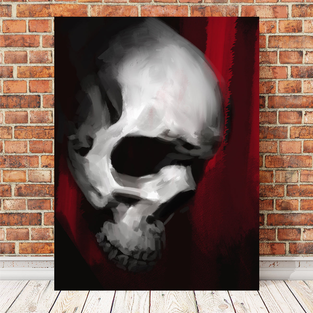 Stunning Red Skull Wall Art Profile by Andy Brackpool