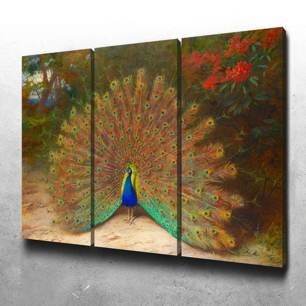 Exquisite Peacock and Peacock Butterfly Wall Art by Archibald Thorburn