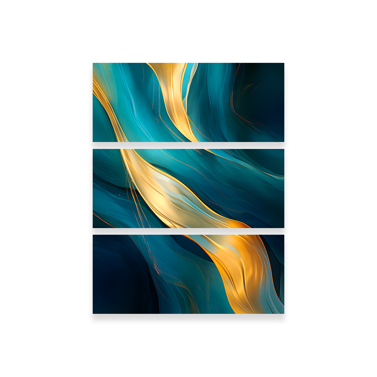 Stunning Abstract - Blue Gold Waves 12 Wall Art for Modern Interiors