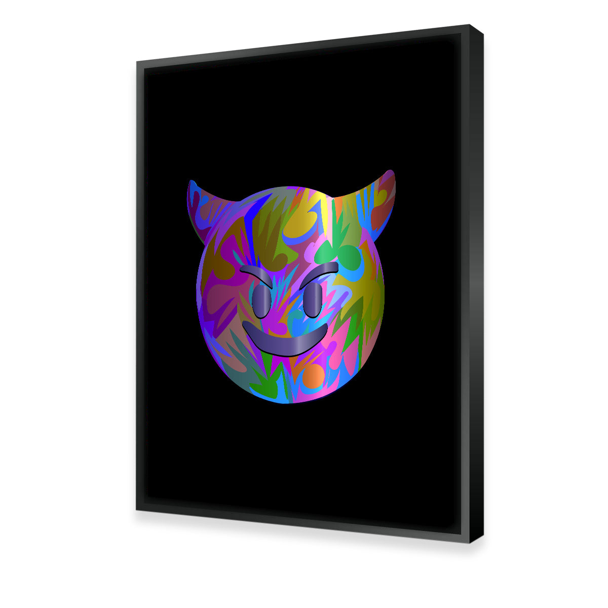 Striking Devil Emoji Black Wall Art for Trendy Decor
